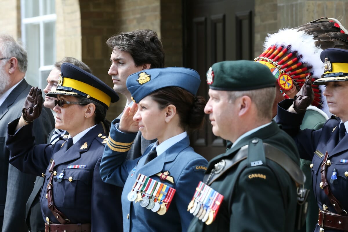 Justin takes part in the D-Day Commemoration ceremony in Regina. June 6, 2014.