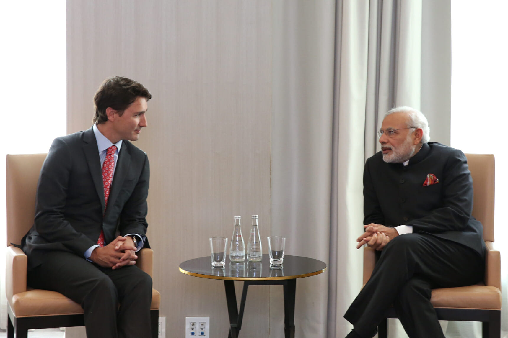 Indian Prime Minister Narendra Modi meets with Justin Trudeau