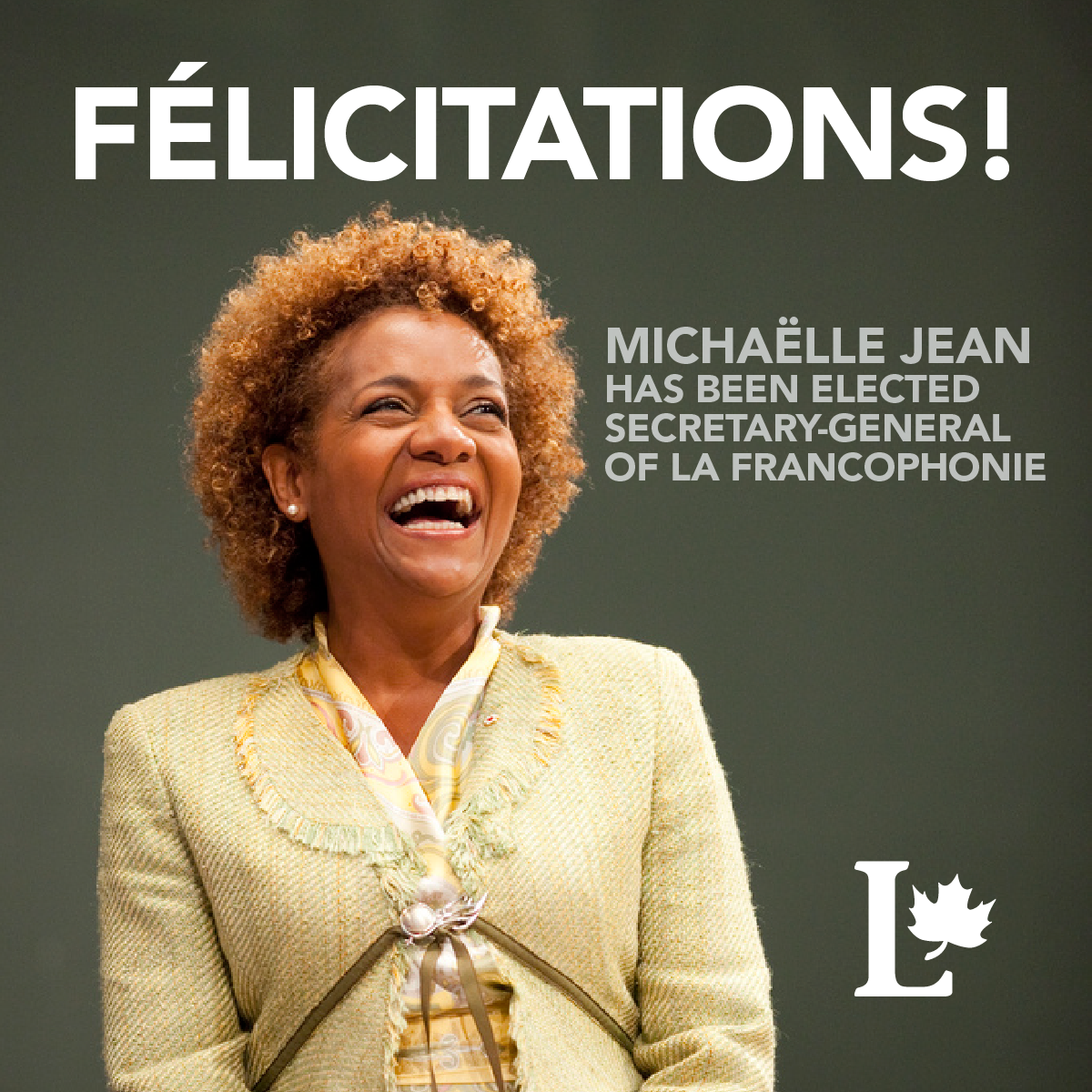 Michaelle Jean has been elected as the new Secretary General of La Francophonie